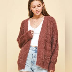 NWT Pinch Soft Knit Fuzzy Cardigan S M